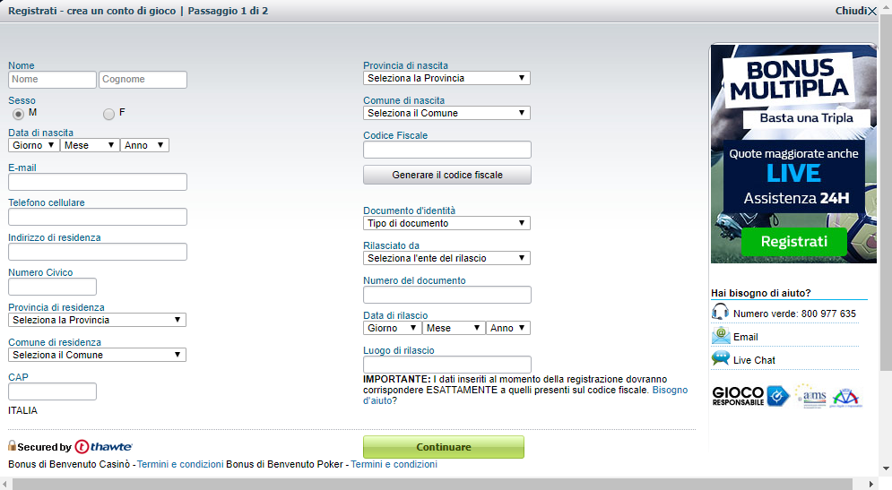 registrazione william hill