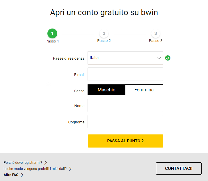 bwin registrazione